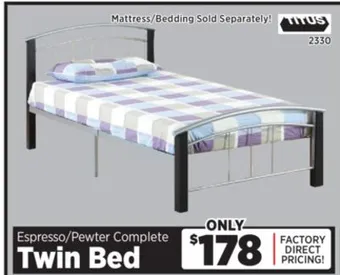 Surplus Furniture Espresso & pewter twin bed complete offer
