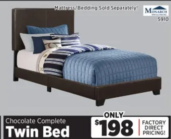 Surplus Furniture Chocolate twin bed complete offer