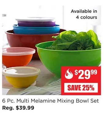 Kitchen Stuff Plus 6 pc. multi melamine mixing bowl set offer