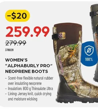 Pronature Lacrosse women's alphaburly pro neoprene boots offer