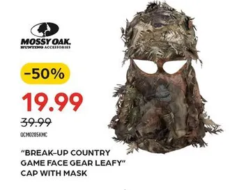 Pronature Mossy oak hunting accessories break-up country game face gear leafy cap with mask offer