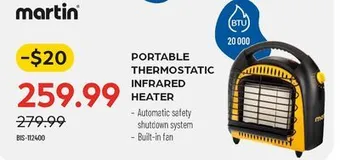 Martin portable thermostatic infrared heater