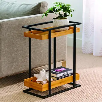 Giant Tiger Debbie travis 2 tier shelf/end table, black & natural offer