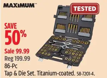 Canadian Tire Maximum 86-pc tap & die set titanium -coated offer