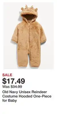 Old Navy Old navy unisex reindeer costume hooded one-piece for baby offer