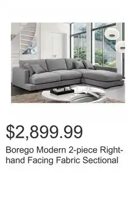Costco Borego modern 2-piece right-hand facing fabric sectional offer