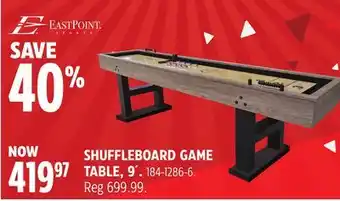 Canadian Tire Eastpoint sports shuffleboard game table, 9´ offer