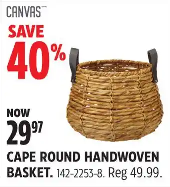 Canadian Tire Canvas cape round handwoven basket offer