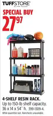 Canadian Tire Tuffstore 4-shelf resin rack offer