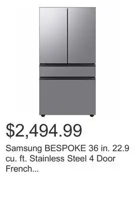 Costco Samsung bespoke 36 in. 22.9 cu. ft. stainless steel 4 door french door counter depth refrigerator with interior water dispens offer