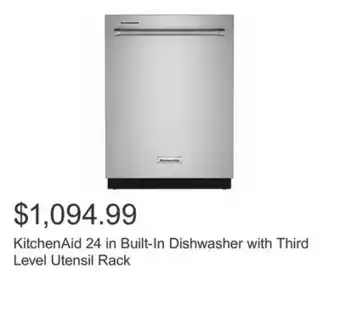 Costco Kitchenaid 24 in built-in dishwasher with third level utensil rack offer
