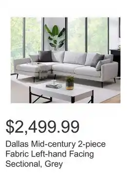 Costco Dallas mid-century 2-piece fabric left-hand facing sectional, grey offer