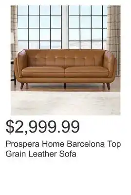 Costco Prospera home barcelona top grain leather sofa offer