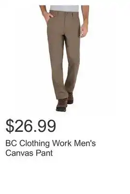 Costco Bc clothing work men's canvas pant offer
