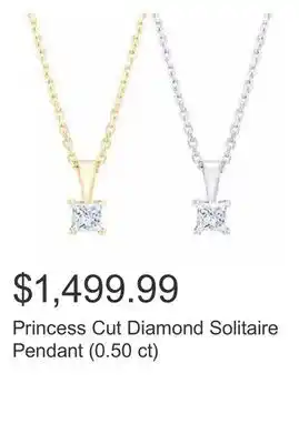 Costco Princess cut diamond solitaire pendant (0.50 ct) offer