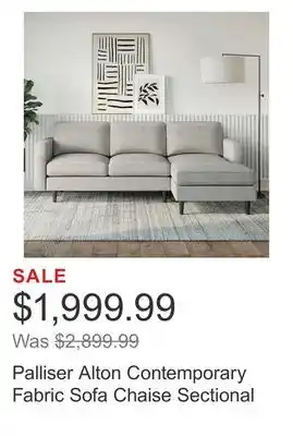 Costco Palliser alton contemporary fabric sofa chaise sectional offer