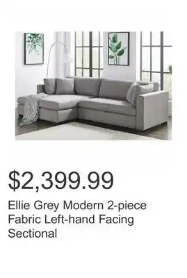 Costco Ellie grey modern 2-piece fabric left-hand facing sectional offer