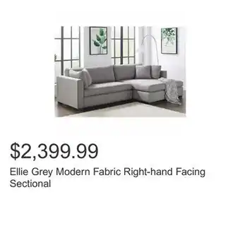 Costco Ellie grey modern fabric right-hand facing sectional offer