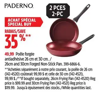 Canadian Tire Paderno 26cm and 30cm forged non-stick pan offer