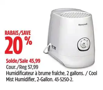 Canadian Tire Honeywell cool mist humidifier, 2-gallon offer