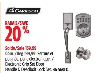 Canadian Tire Garrison electronic grip set door handle & deadbolt lock set offer