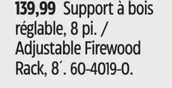 Canadian Tire Yardworks adjustable firewood rack, 8´ offer