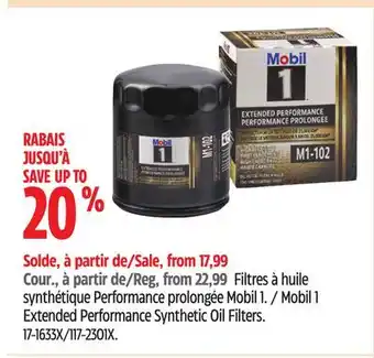 Canadian Tire Mobil 1 extended performance synthetic oil filters offer