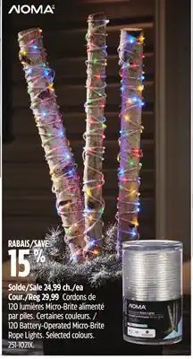 Canadian Tire Noma 120 battery-operated micro-brite rope lights offer