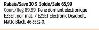 Canadian Tire Ezset electronic deadbolt, matte black offer
