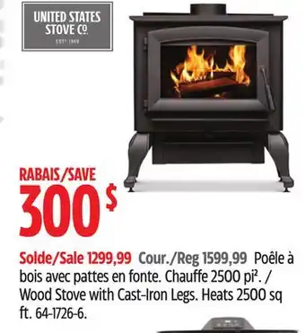Canadian Tire Us stove company wood stove with cast-iron legs offer