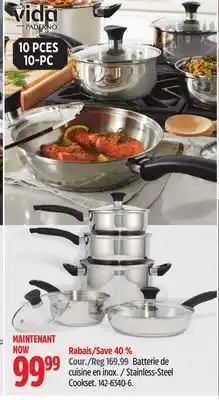 Canadian Tire Vida by paderno stainless-steel cookset offer