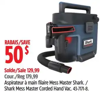 Canadian Tire Shark mess master corded hand vac offer