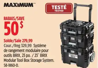 Canadian Tire Maximum 23 brix modular tool box storage system offer