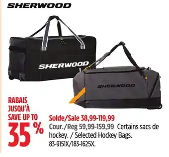Canadian Tire Sherwood selected hockey bags offer