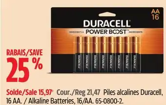 Canadian Tire Duracell alkaline batteries, 16/aa offer