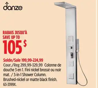 Canadian Tire Danze 3-in-1 shower column offer