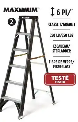 Canadian Tire Maximum grade 1 fiberglass heavy-duty industrial step ladder, 250-lb, 6-ft offer
