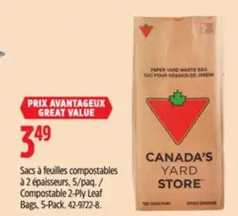 Canadian Tire Compostable 2-ply leaf bags, 5-pack offer