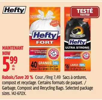 Canadian Tire Hefty garbage, compost and recycling bags offer
