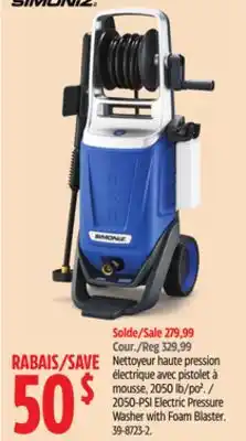Canadian Tire Simoniz 2050-psi electric pressure washer with foam blaster offer