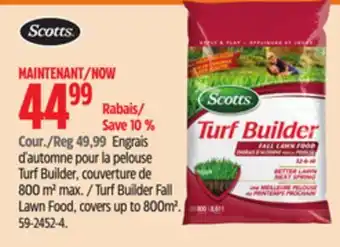 Canadian Tire Scotts turf builder fall lawn food, covers up to 800m2 offer