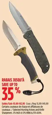 Canadian Tire Huntshield selected hunting knives and knife sharpeners offer