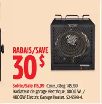 Canadian Tire Dyna-glo 4800w electric garage heater offer
