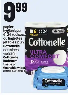 Provigo Papier hygiénique, 6=24 rouleaux ouou lingettes jetables, 2 un. cottonelle offer