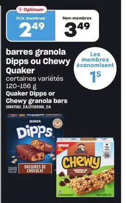 Provigo Barres granola dipps ou chewy quaker, 120-156 g offer