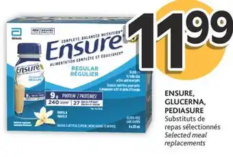 Brunet Ensure, glucerna, pediasure substituts de repas sélectionnés offer