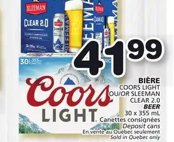 Marches Tradition Coors light or sleeman clear 2.0 beer offer
