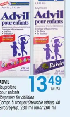 Uniprix Advil ibuprofène pour enfants/ ibuprofen for children compr. à croquer/chewable tablets, sirop/syrup offer