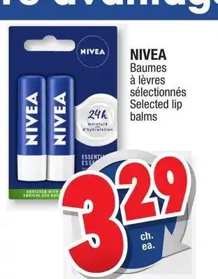 Jean Coutu Nivea selected lip balms offer