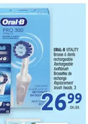 Uniprix Oral-b vitality brosse à dents rechargeable/rechargeable toothbrush brossettes de rechange / replacement brush heads offer